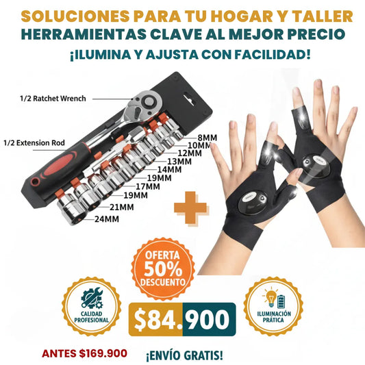 Super promo Guantes Luces Led + Obsequio juego de Raches